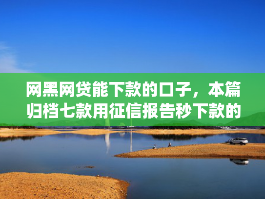 网黑网贷能下款的口子，本篇归档七款用征信报告秒下款的app6